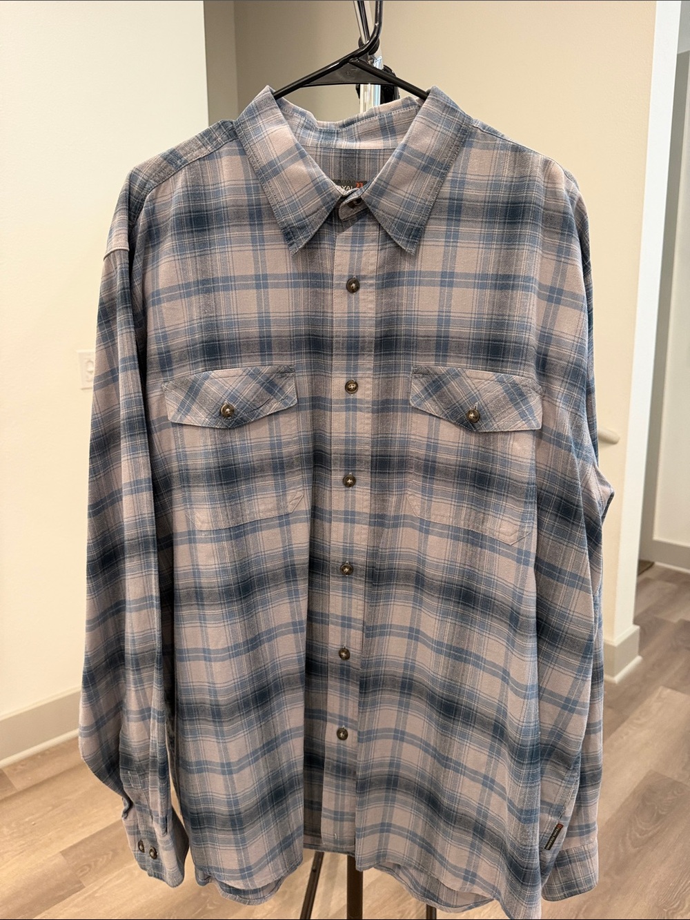 Men's Blue Plaid Button-Up Shirt